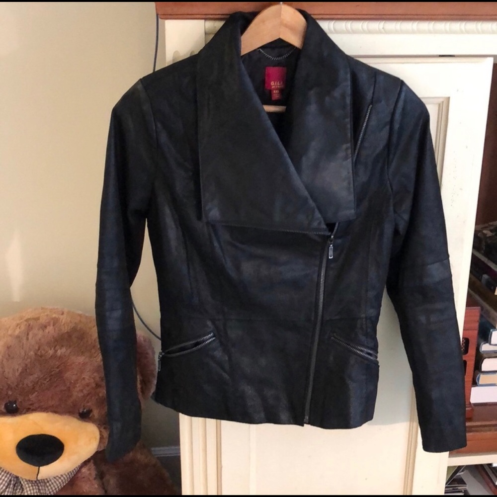 Gilli Genuine Leather Moto Jacket, XXS